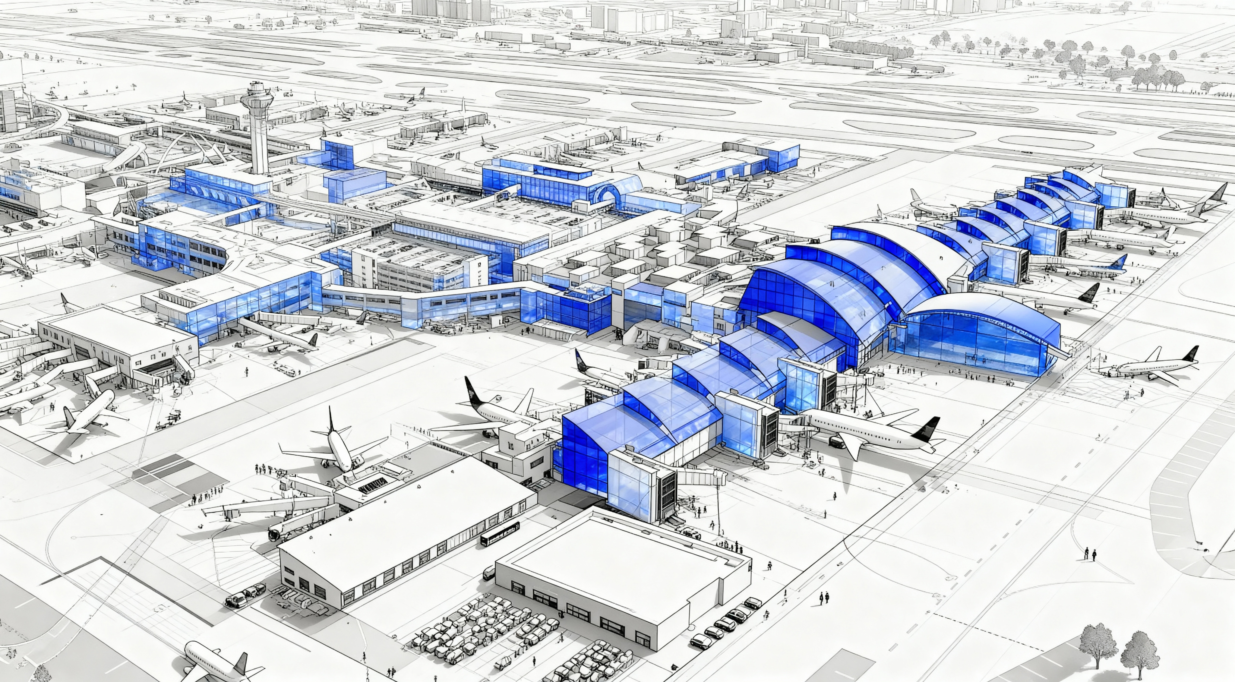 Digital Twin Airport Illustration